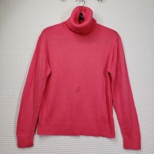 Vintage Alexander Sporting Turtleneck Sweater Womens‎ Large Pink Fold Over Knit